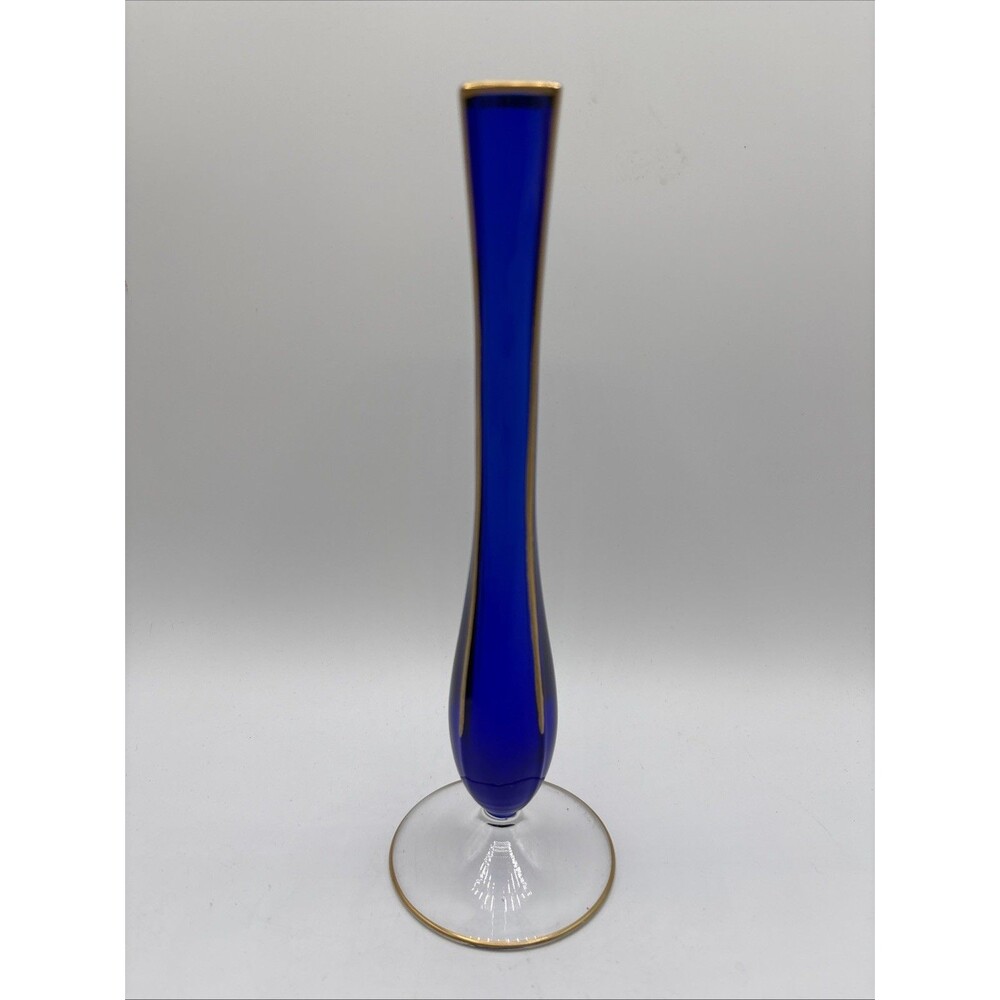Vintage Val St Lambert Cobalt Blue Soliflore Vase - Signed